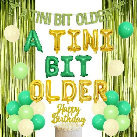 Merrystorm A Tiny Bit Older Margarita Fiesta Birthday Decor Gold Green Glitter Martini Bar Banner Foil Rain Curtain Latex Balloons Cake Topper for Women Bridal Shower Bachelorett Bday Supplies