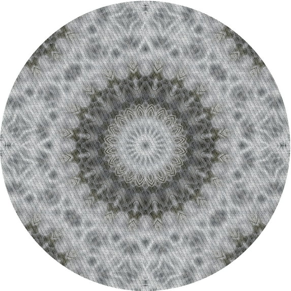 Ahgly Company Indoor Round Patterned Ash Gray Novelty Area Rugs, 8' Round