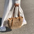 thumbnail image 5 of Beach Tote Bag for Women, Straw Shoulder Bag, Hand Woven Bags for Summer, Braided Boho Purses - coffee, 5 of 6