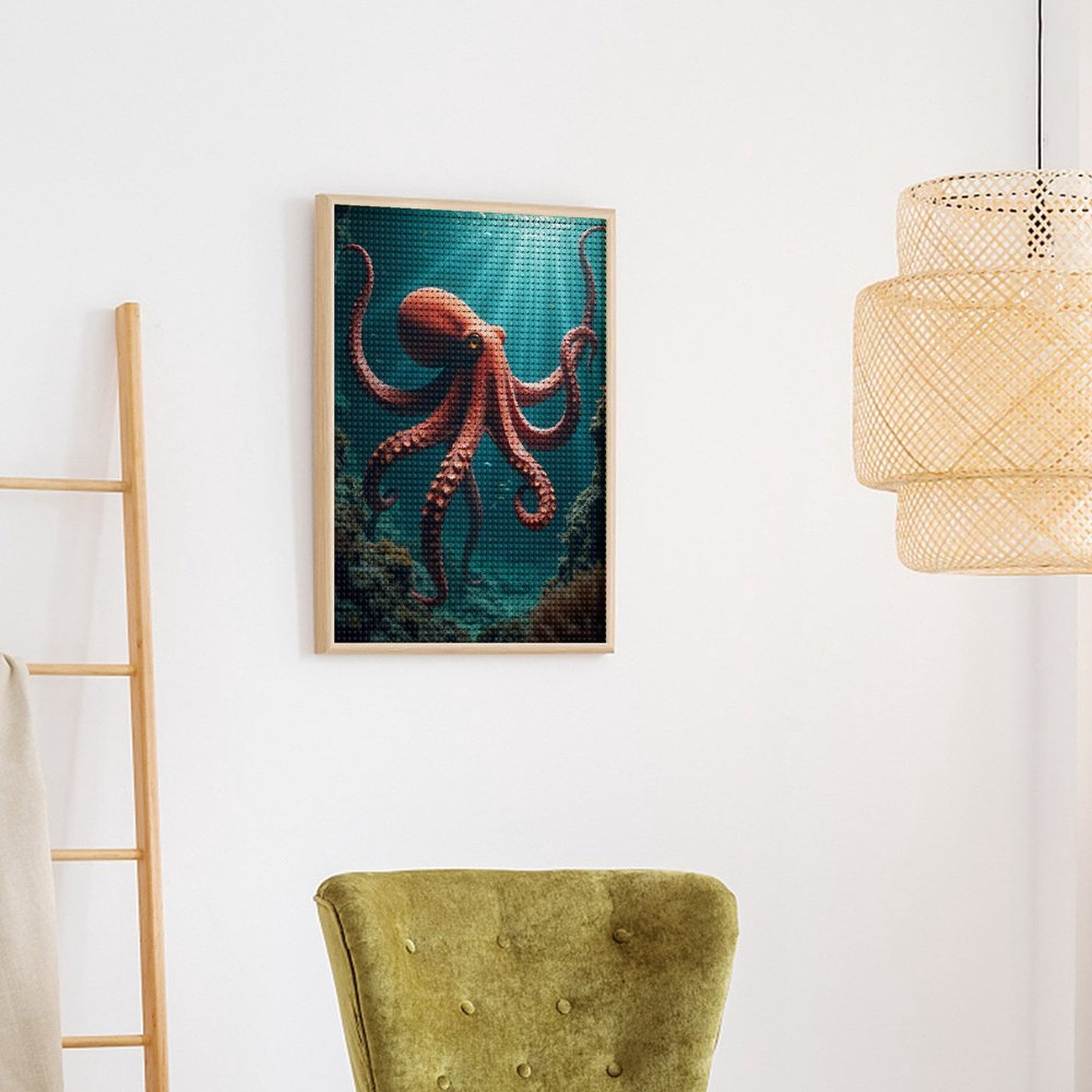 Diamond Art Kits for Adults, Underwater Giant Octopus Exploration 5D Diamond Painting Kits for Adults Beginners, DIY Full Drill Diamond Painting, Gem Art and Crafts 12x16
