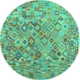 thumbnail image 1 of Ahgly Company Indoor Round Southwestern Turquoise Blue Country Area Rugs, 7' Round, 1 of 4