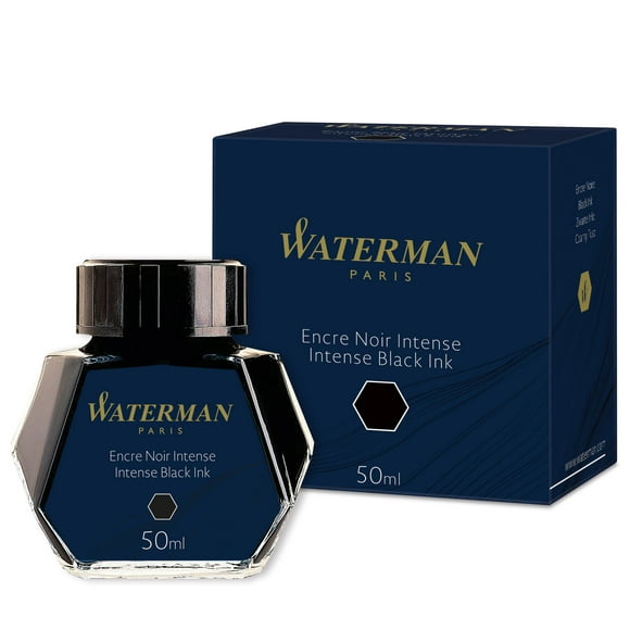 Tinta para pluma estilográfica Waterman Intense Black, botella de 50 ml