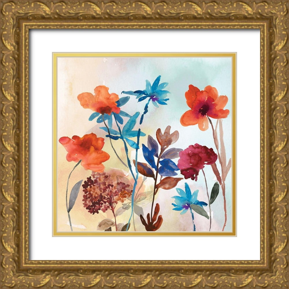 Jensen Asia 20x20 Gold Ornate Wood Framed with Double Matting Museum Art Print Titled - Spring Mix II