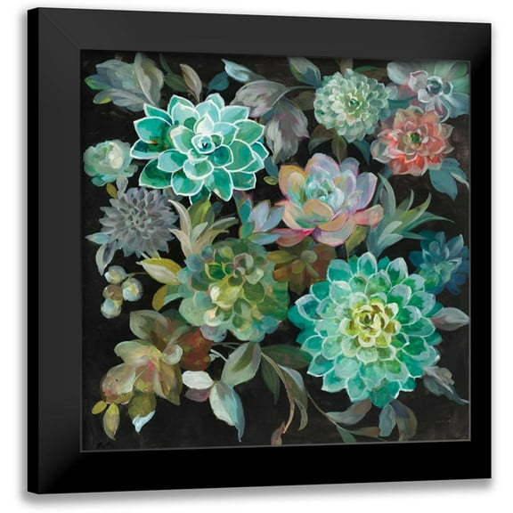 Nai, Danhui 12x12 Black Modern Framed Museum Art Print Titled - Floral Succulents
