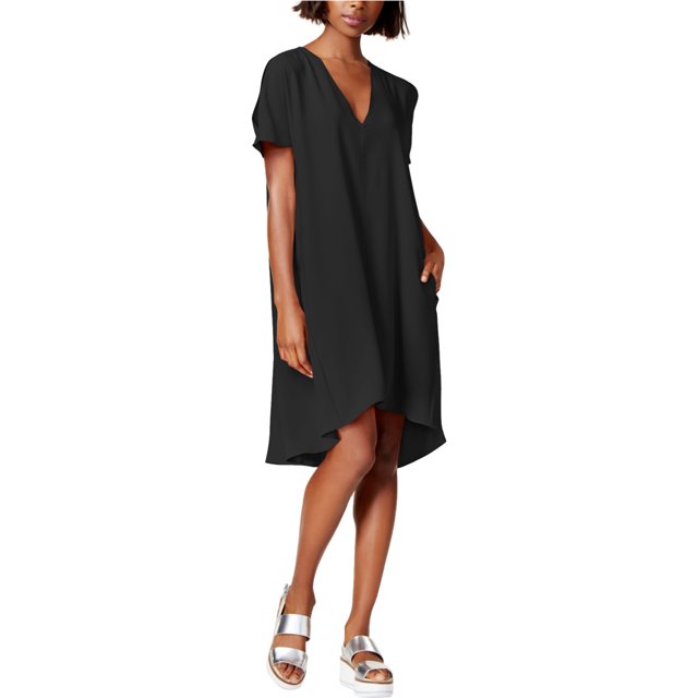 Vestido recto Rachel Roy con cuello en V para mujer negro extragrande