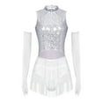 thumbnail image 1 of Aislor Robe de Danse de Salon pour Femmes Robe à Franges avec Strass et Sequins avec 1 Paire de Gants Blanc TG, 1 of 7
