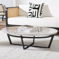 Safavieh Placido Abstract Oval Coffee Table, White Marble/Black