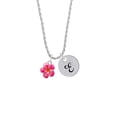 thumbnail image 2 of Delight Jewelry Silvertone Hot Pink and Orange Flower Silvertone Script Initial Disc - E - Charm Necklace, 20"+3", 2 of 4