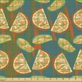 thumbnail image 2 of Fruits Upholstery Fabric by the Yard, Orange and Lemon Slices on Blue Fawn Vermilion Colored Vertical Stripes Backdrop, Decorative Fabric for DIY and Home Accents, Multicolor by Ambesonne, 2 of 5