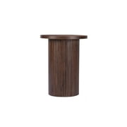 Round Solid Wood End Table Brown Pedestal Side Table Living Room Furniture Accent End Table with Solid Wood Base