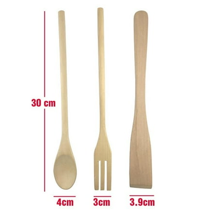 

Wood Bamboo Kitchen Utensils Set Solid Wood Gadget Spoon Fork Turner Spatula Natural Kitchen Tools
