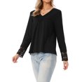 thumbnail image 4 of INSPIRE CHIC Long Sleeve V Neck Blouse for Women's Loose Fit Casual Tops Fall Winter Basic t Shirts XS Black, 4 of 6