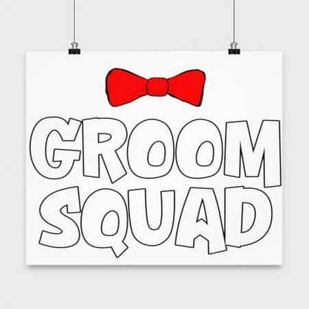Bachelor Party Poster, Groom Squad, Best Man Wall Art Gift, White 13x13in Poster