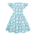 thumbnail image 5 of YOUYEDIAN Easter Midi Dress for Girls Toddler Summer Flutter Sleeve Dresses Casual Buuny Rabbit Print Crew Neck Princess Dress (Light Blue, 13-14 Years), 5 of 5