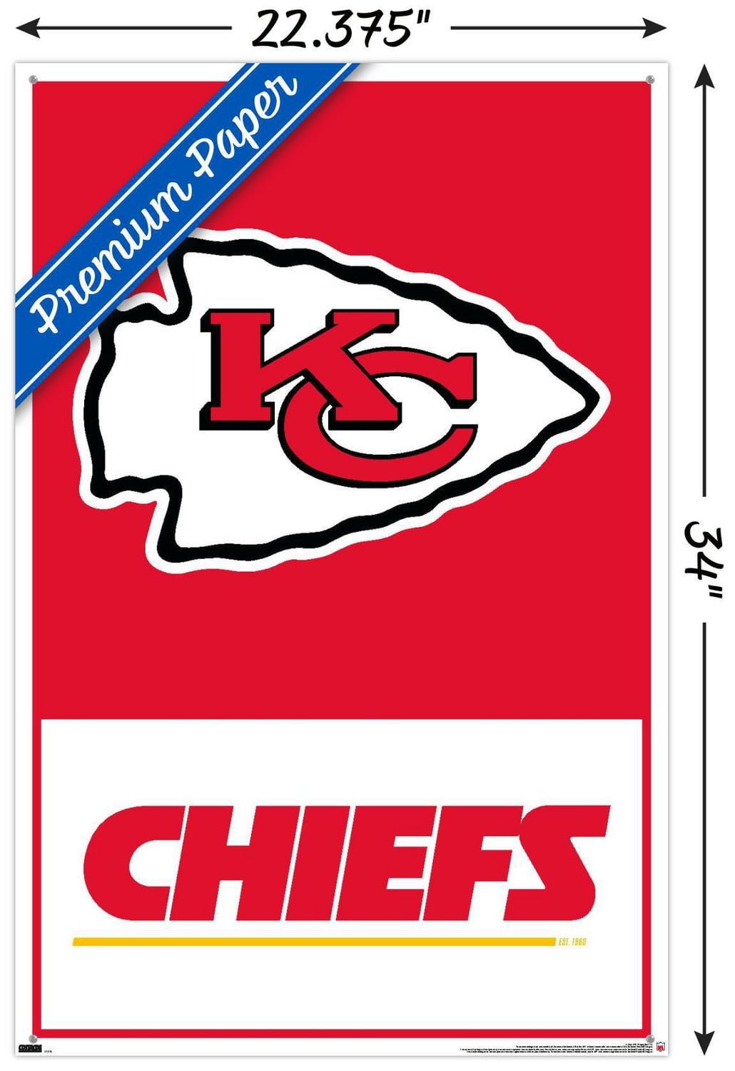 NFL Kansas City Chiefs - Logo 21 Wall Poster, 22.375" x 34"