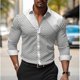 thumbnail image 1 of Camisa a cuadros con líneas 3D para hombre, camisa de manga larga con solapa de alta calidad, camisa social para hombre, ropa de lujo, camisa ajustada para baile de graduación, camisa extragrande, 1 of 6