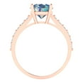 thumbnail image 4 of 2.3 ctw Solitaire with Zirconia Diamond Accents Anniversary Ring for Women | Round Cut Blue Moissanite | Hyperallergenic Solid 14K Rose Gold, 4 of 5