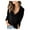 Black, variant on ICHUANYI 2023 Women's Chiffon Button Shirts Comfort Long Sleeve Blouses V Neck Solid Color Casual Loose Tops