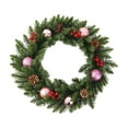 thumbnail image 2 of Couronne de Noël Artificielle / Pics de Baies Guirlande de Pin / Couronne Suspendue pour Porte pour Déco de Maisons des Fêtes / Décoration d'Hiver pour Porte d'Entrée avec Verdure et Baies Rouges, 2 of 6