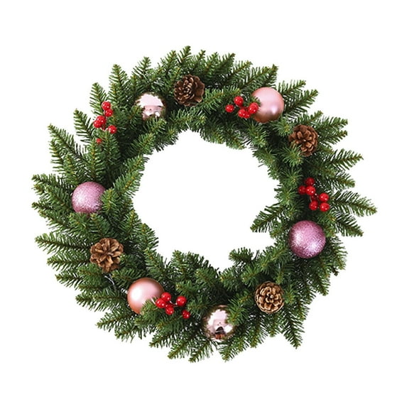 Virelaxpo 30cm Christmas Wreath with Berry Vines, PVC Artificial Garland for Front Door Decoration, Holiday and Winter Home Festive Decor
