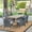 Gray/Gray/Silver, variant on Noble House Jaxon 7 Piece Wooden Patio Dining Set in Teak