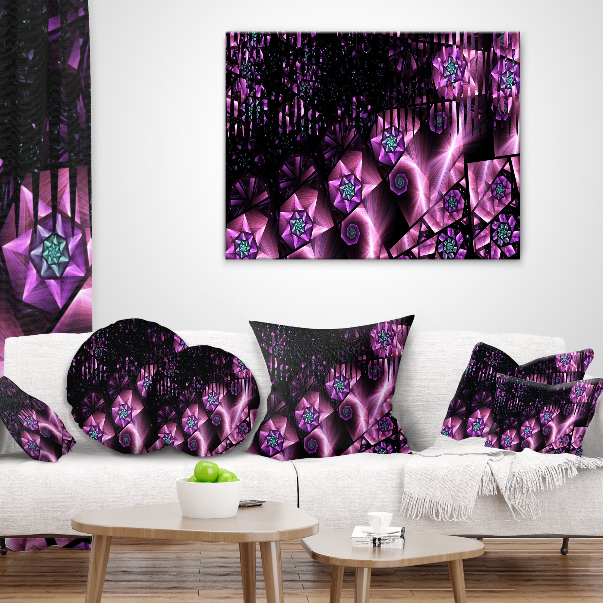 Designart Purple Radiance of Starry Sky - Abstract Throw Pillow - 16x16