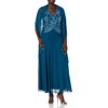 J Kara Women's Dress Petite Sequin Detail Scarf Gown Blue 10P