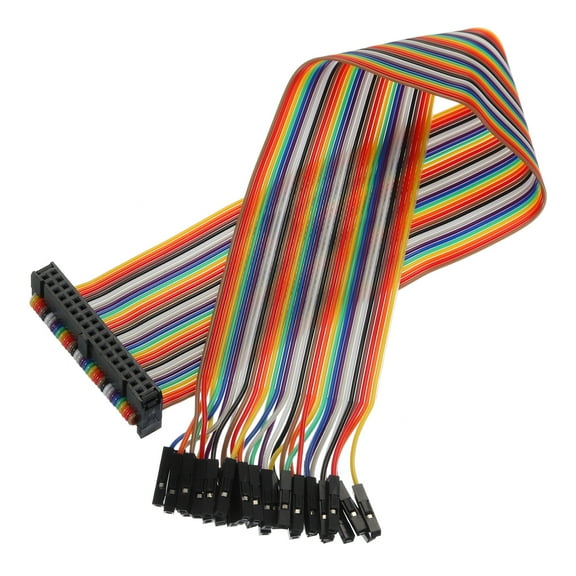 1 Pcs IDC Rainbow Wire Flat Ribbon Cable FC-Female to 34P 11.8 Inch Length 2.54mm Pitch