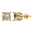 thumbnail image 2 of 3 Ct Princess Cut Studs Yellow Moissanite 14K Yellow Solid Solid Gold Everyday Dainty Earrings Push Back, 2 of 7