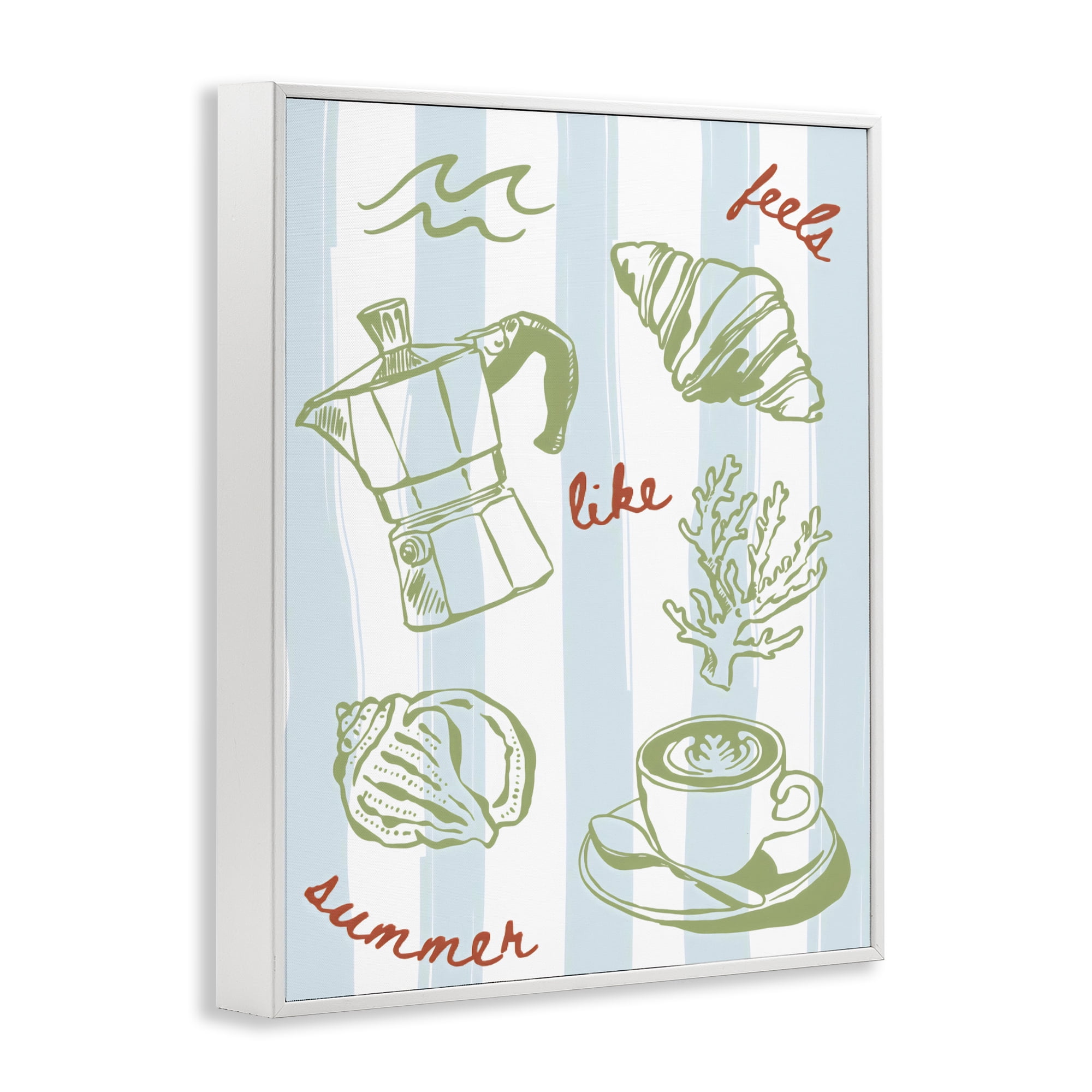 Stupell Industries Feels Like Summer on Stripes White Framed Giclee Art, design by The Prints Vibe