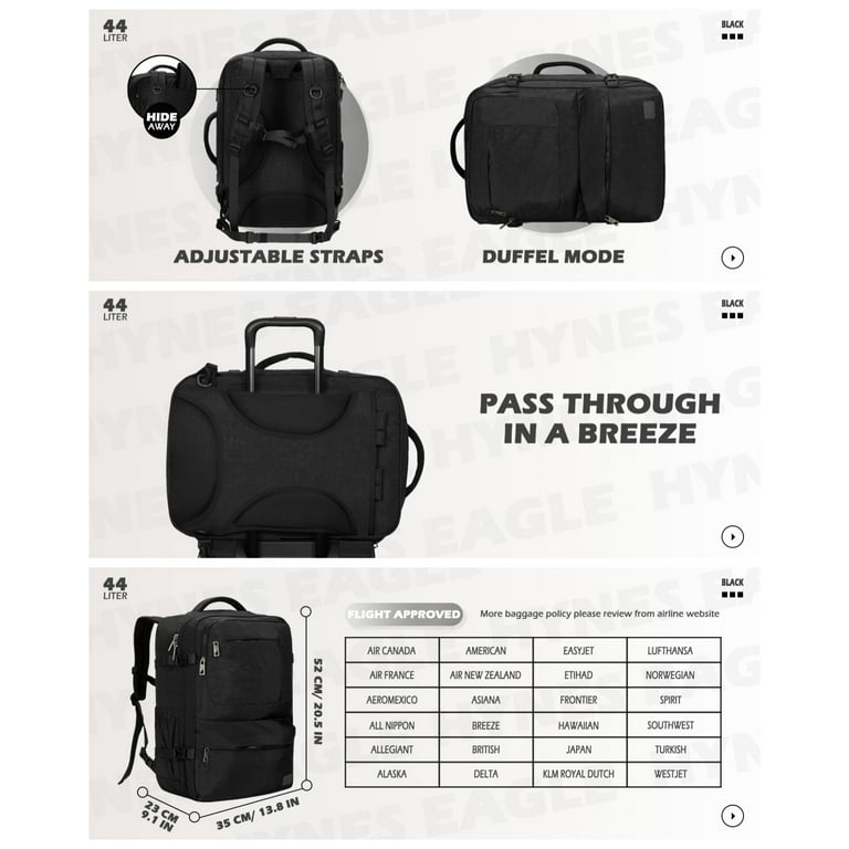 Hynes Eagle Unisex 44L Carry on Backpack for Adult Flight