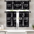 thumbnail image 1 of Black White Kitchen Curtains Farmhouse Window Curtains Valance and Tier Set 36 Inch, Eat Good Laugh Often Live Well Rod Pocket Short Tier Curtain, Abstract Small Curtains for Kitchen Decor, 1 of 5