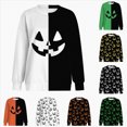 thumbnail image 5 of Towmus Women's Halloween Shirts Casual Long Sleeve Funny Face Pumpkin Shirts, 5 of 6