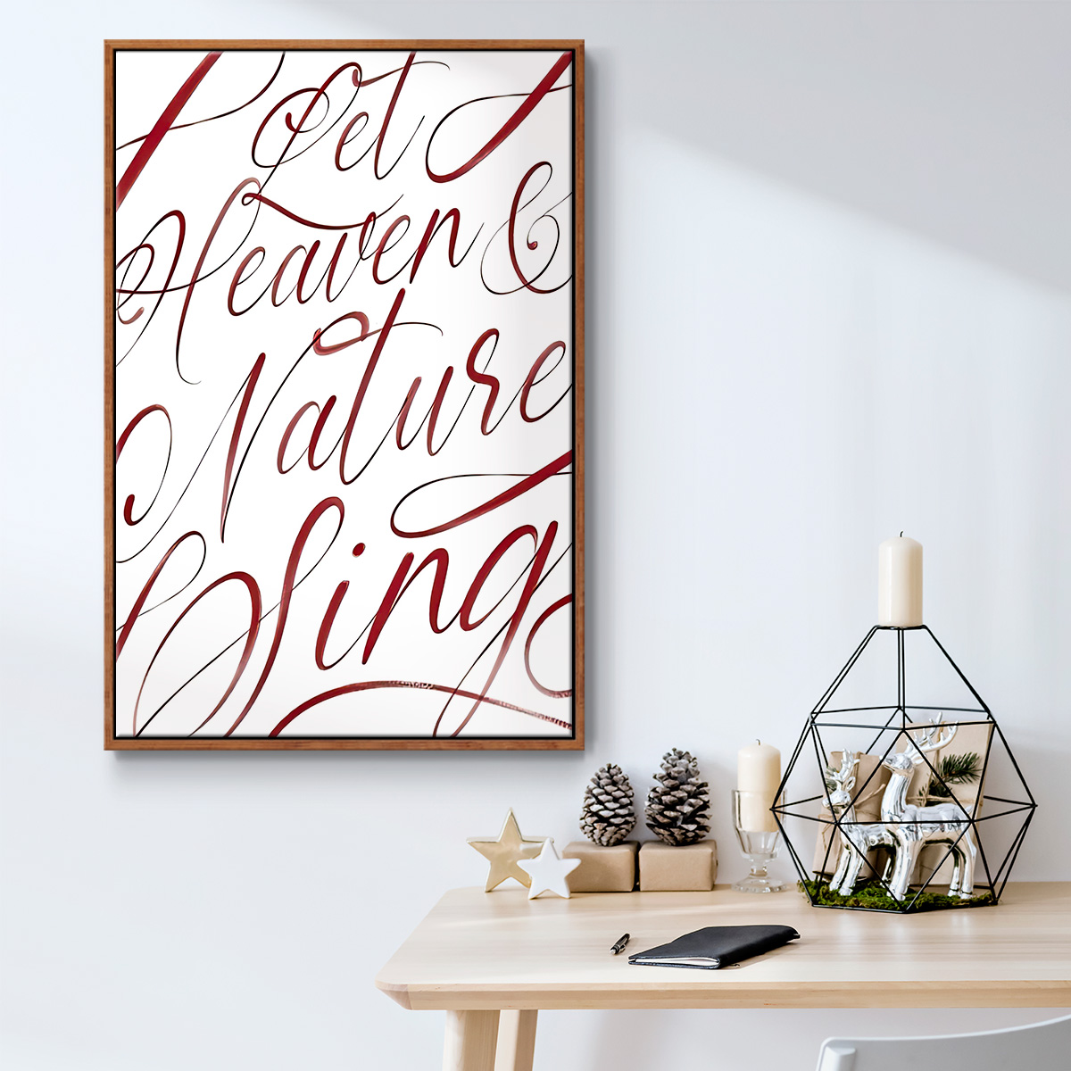 Heaven and Nature - Framed Gallery Wrapped Holiday Canvas - 17 x 25 - Rosewood Frame