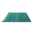 thumbnail image 2 of Ahgly Company Machine Washable Indoor Round Oriental Turquoise Blue Industrial Area Rugs, 3' Round, 2 of 4