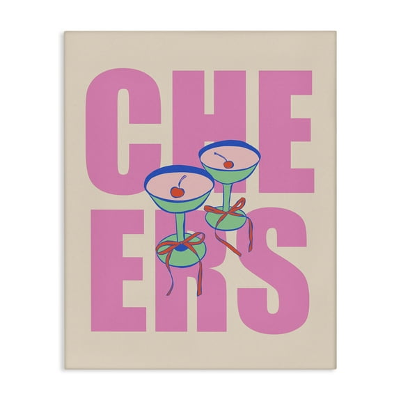 Stupell Industries Cheers Martinis & Bows Food & Beverage Painting Wrapped Canvas Art Print Wall Art, 16 x 20