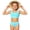 #27Sky Blue, variant on Kids Girls Tropical Leaf Print Tankini Set Front Ruffle Hem 2 Piece Bathing Suit Swimwear Black 120