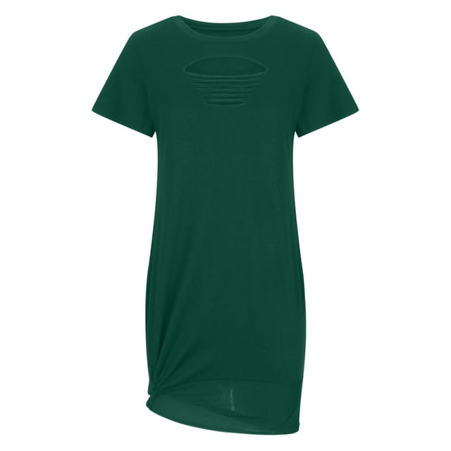 Birdeem Robes pour Femmes Mode Été Confort Couleur Unie Manches Courtes Col Rond