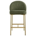 thumbnail image 2 of Spruce & Spring Modern Counter Bar Stool with Metal Arc Backrest and Upholstered Seat Set of 2, Green with Bronze Legs, 2 of 10