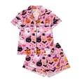 thumbnail image 3 of Pink Womens Button Down Pajamas Set Satin Women's Halloween Pajamas Pumpkin Ghost Pjs Button Down 2 Piece Lounge Set S, 3 of 3