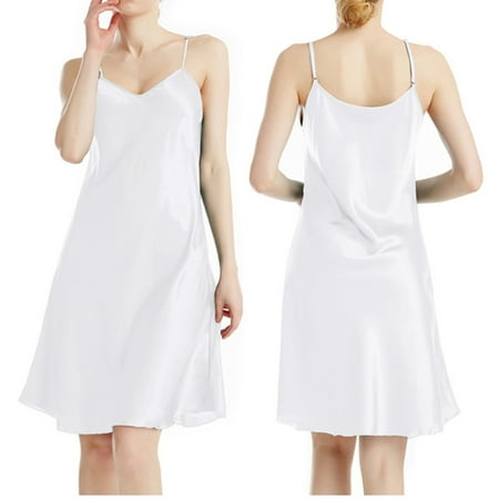 Hamky Womens Pajamas Womens Loungewear Women s Summer V Neck Strap Thin Slim Fit Solid Color Hanging Dress Nightgowns for Women Lingerie for Women Silver XL