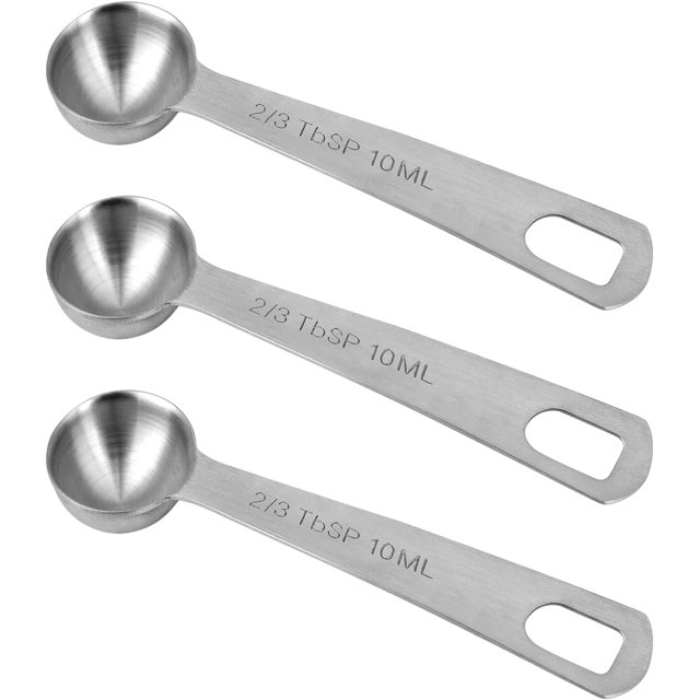 3pcs Measuring Spoon, Stainless Steel Teaspoons 2 TSP | 2/3 Tbsp | 10 ML | 10 CC | 1/3 oz Metal Teaspoon Tablespoon Measuring Scoop Short Handle for Kitchen Cooking & Baking Tea Soup Ingredients