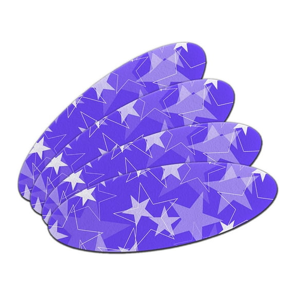 Stars Purple Double-Sided Oval Nail File Emery Board Set 4 Pack