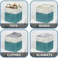 thumbnail image 4 of Cubes Storage Baskets 12 Inch Cube Storage Bins for Shelf, Fabric Storage Cubes for Gift Empty Baskets for Home, Collapsable Box Baskets for Storage (White&Teal), 4 of 14