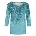 thumbnail image 4 of GA WEIHUA Clearance,Sequin Tops for Women Sparkle Printed T-shirts 3/4 Length Sleeve Shirts Casual Crewneck Loose Blouse Trendy Tunic Tee(Mint Green,Blouses S), 4 of 5