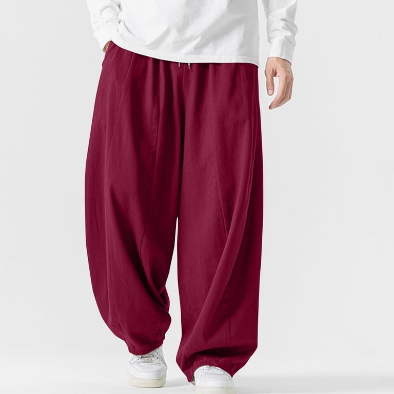UVEASISHA Wide Leg Pants for Men Elastic Waist Drawstring Palazzo