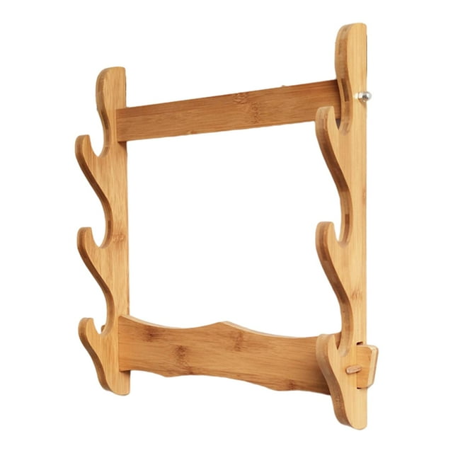 veasfak 2/3/4 Holder Rack Horizontal Mount Bracket Support Bamboo Hanger for Kitchen Home Gift 3 Tiers. A multi-layer bamboo rack with a vintage yellow finish, ideal for organizing kitchen tools, utensils, or decorative items. The rack features three tiers with curved cutouts, sturdy bamboo construction, and a natural texture. Suitable for wall mounting, it includes installation accessories. Dimensions for the 3-tier model are approximately 35x40cm, making it a versatile addition to kitchen or home decor.