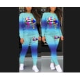 thumbnail image 3 of Women 2 Piece Outfits Set Tie Dye Printed High Waist Long Sleeve Tops + Drawstring Pants Tracksuit Set, 3 of 4