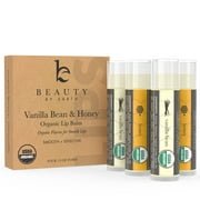 Beauty by Earth Organic Lip Balm 4 pack Vanilla and Honey Flavored - Moisturizing Natural Beeswax Chapstick, Long Lasting Therapy to Repair Dry Chapped Cracked Lips
