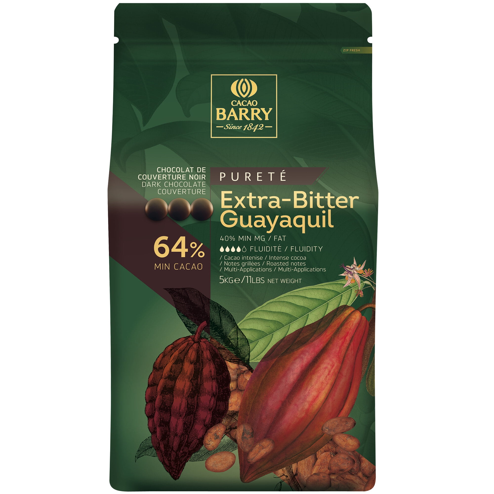 Cacao Barry Purete Extra-Bitter Guayaquil Dark Chocolate Pistoles